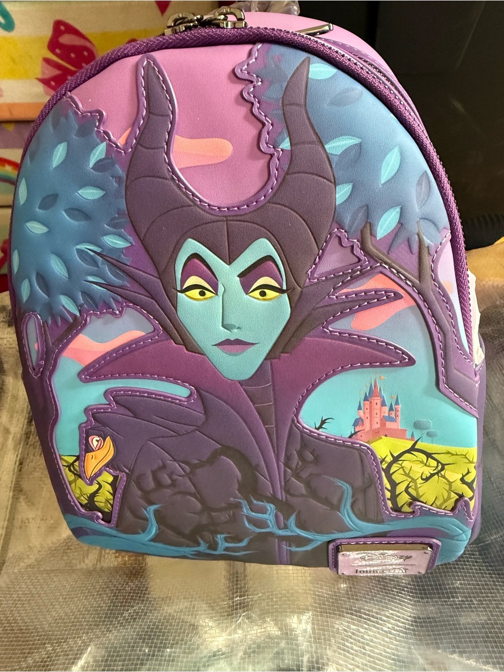 Disney Maleficent Mini Backpack in Purple, Teal, Yellow